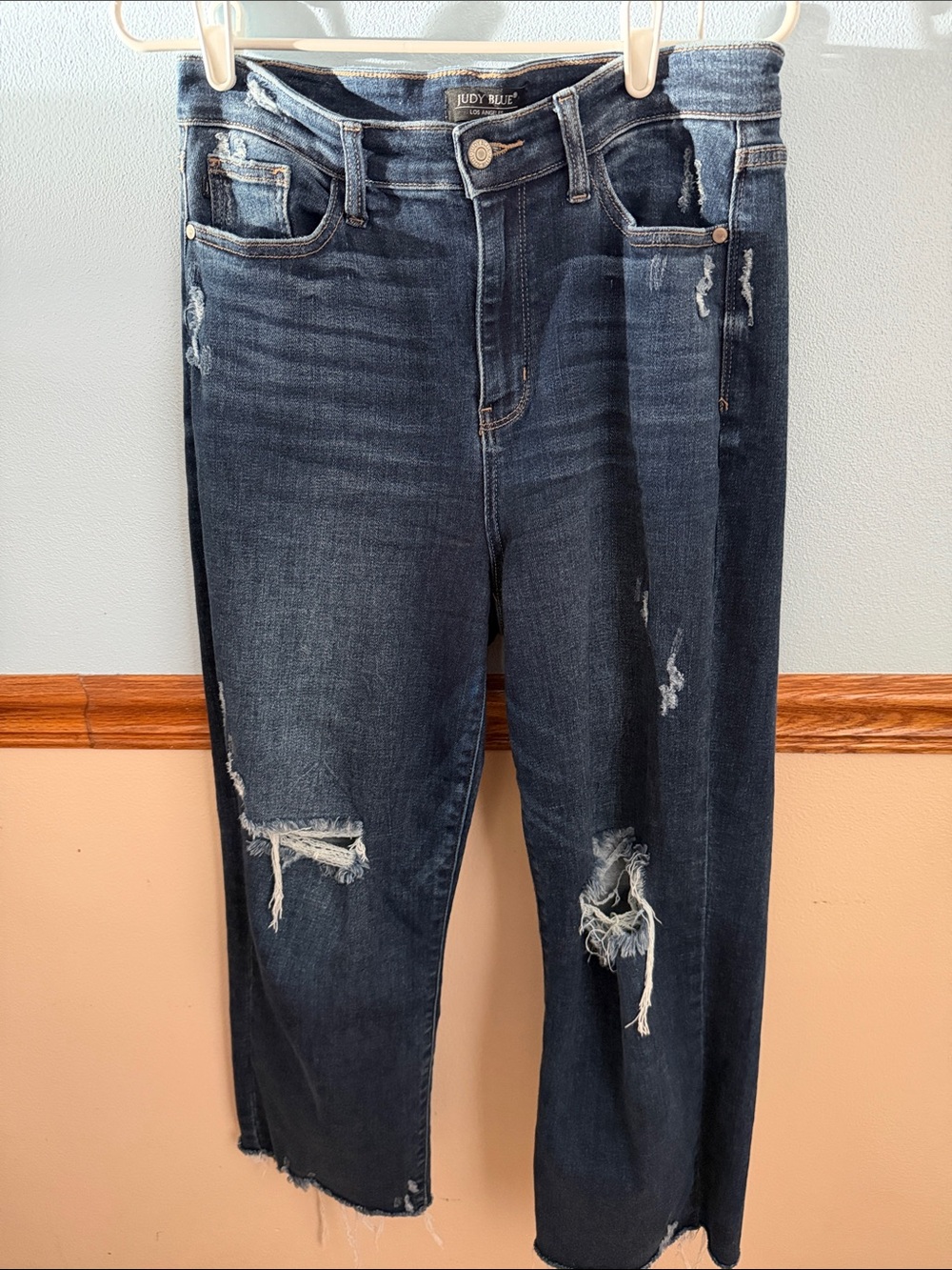 Judy Blue Albany High Rise Distressed Cropped Wide Leg Jeans 9/29